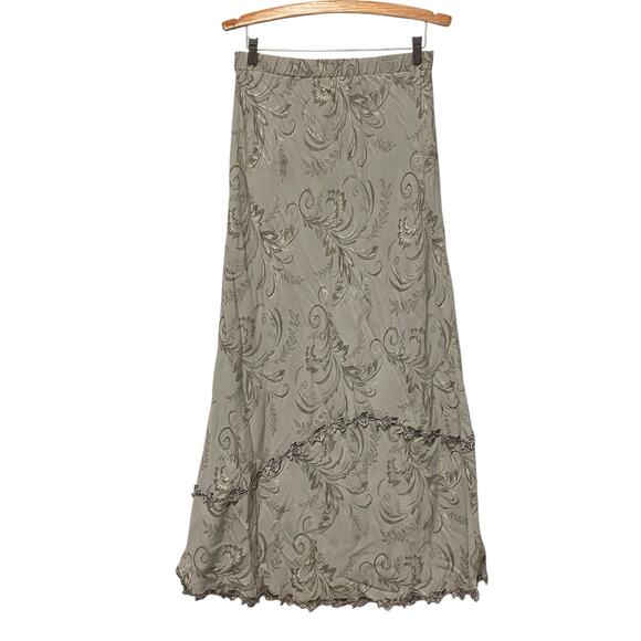 Vintage Y2K Large Long Skirt Gray Embroidered Classic 90 Normcore Maxi Academia - Picture 4 of 8